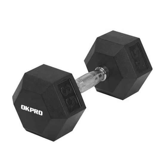 Picture of OK PRO HEX RUBBER COATED DUMBBELL CHROMED HANDLE