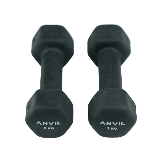 Picture of ANVIL HEX NEOPRENE DUMBBELL 2KG - BLACK