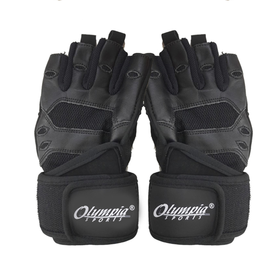 Picture of HANDSCHUHE Fitness Gloves from Goat Skin Leather Amara Palm w/ Silicon Printing EVA  Foam Padding Stretchable 4way onto back hand Short PVC logo strap